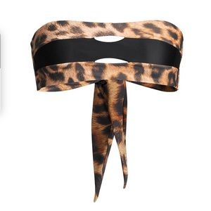 PQ Colorblock Bikini Top in Cheetah Print Size Small. Bottom in Size Medium